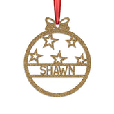 Personalised Christmas Bauble By KreateSquare 950 GSM Double Sided Glitter Xmas Tree Decoration Custom Name Baubles - Christmas Star Design